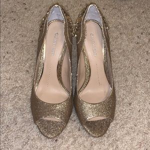 GIANNI BINI Gold Glitter Pumps
